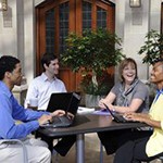 WashUlaw students in Crowder Courtyard