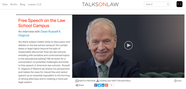 Free Speech on the Law School Campus An interview with Dean Russell K. Osgood