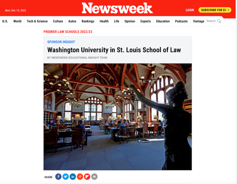 Newsweek - Washington University in St. Louis School of Law