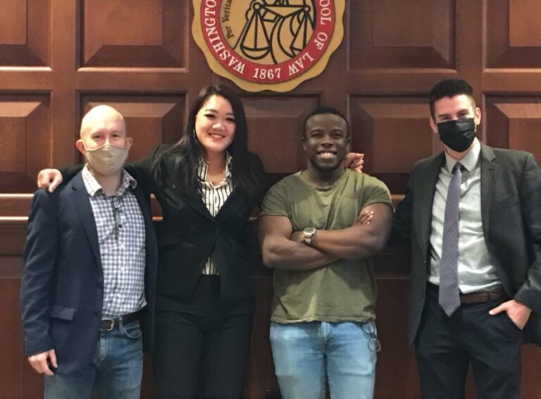 WASHU Alumni Jonathan Rowe (‘23), Shannon Lin (‘22), Don Daniel (‘23), and Rob Servilio (‘22)