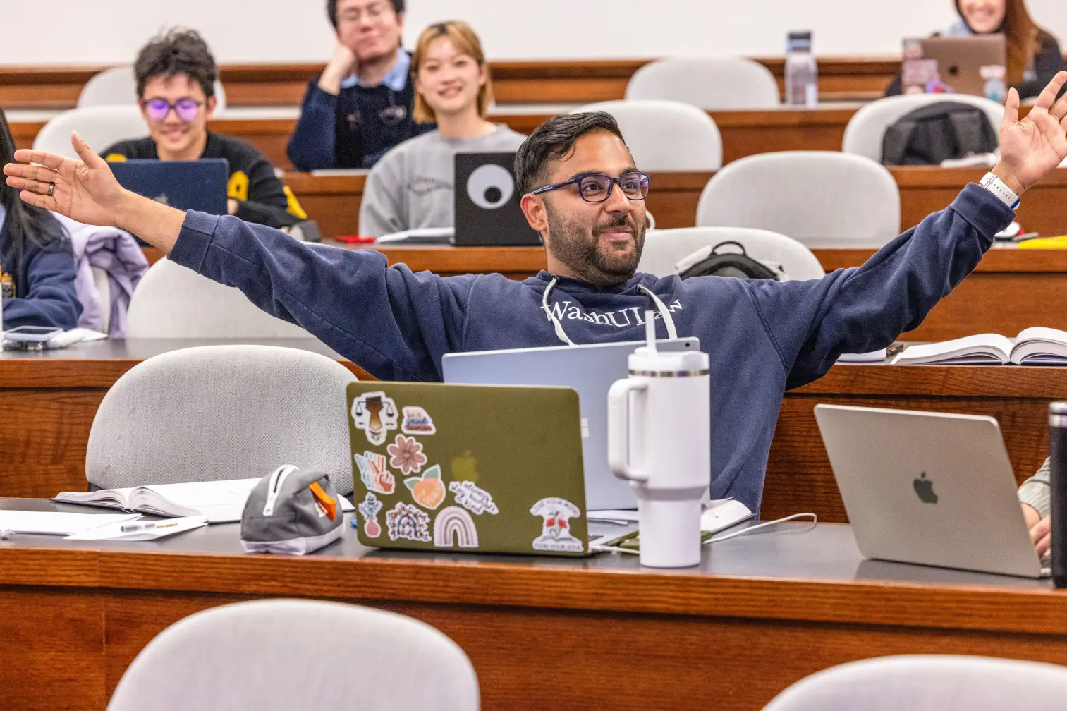 WashU Law student smiling in class