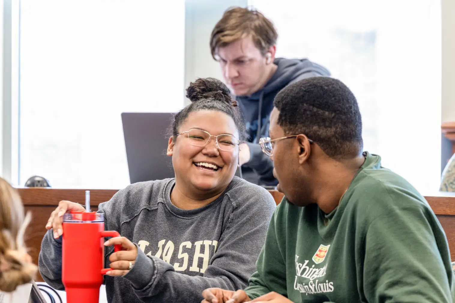 WashU Law students talking in class