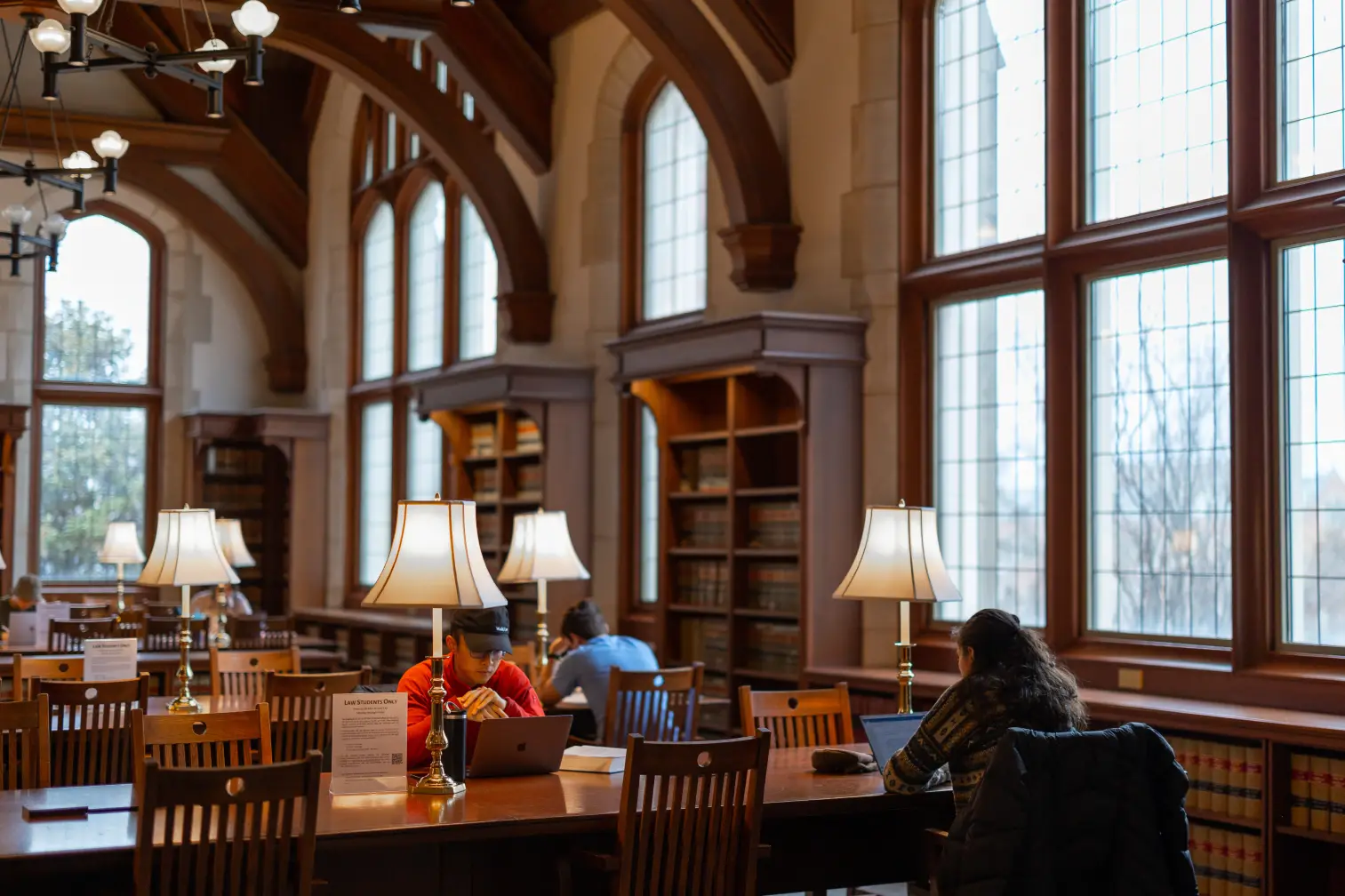 WashU Law students in the library