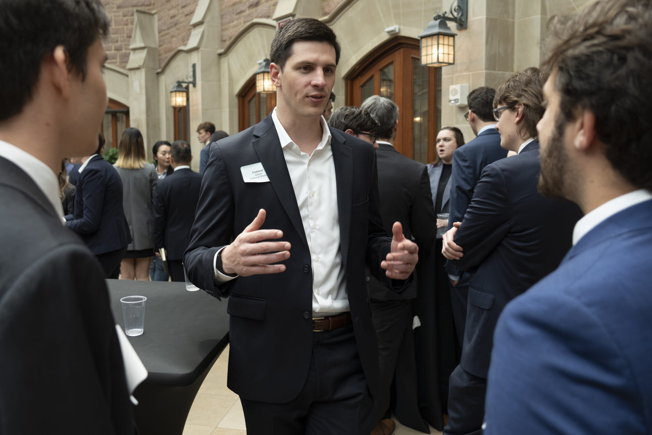 WashU Law students meet potential employers in Crowder Courtyard on September 19, 2025.