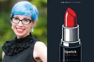 Eileen G'Sell headshot and cover of her book lipstick