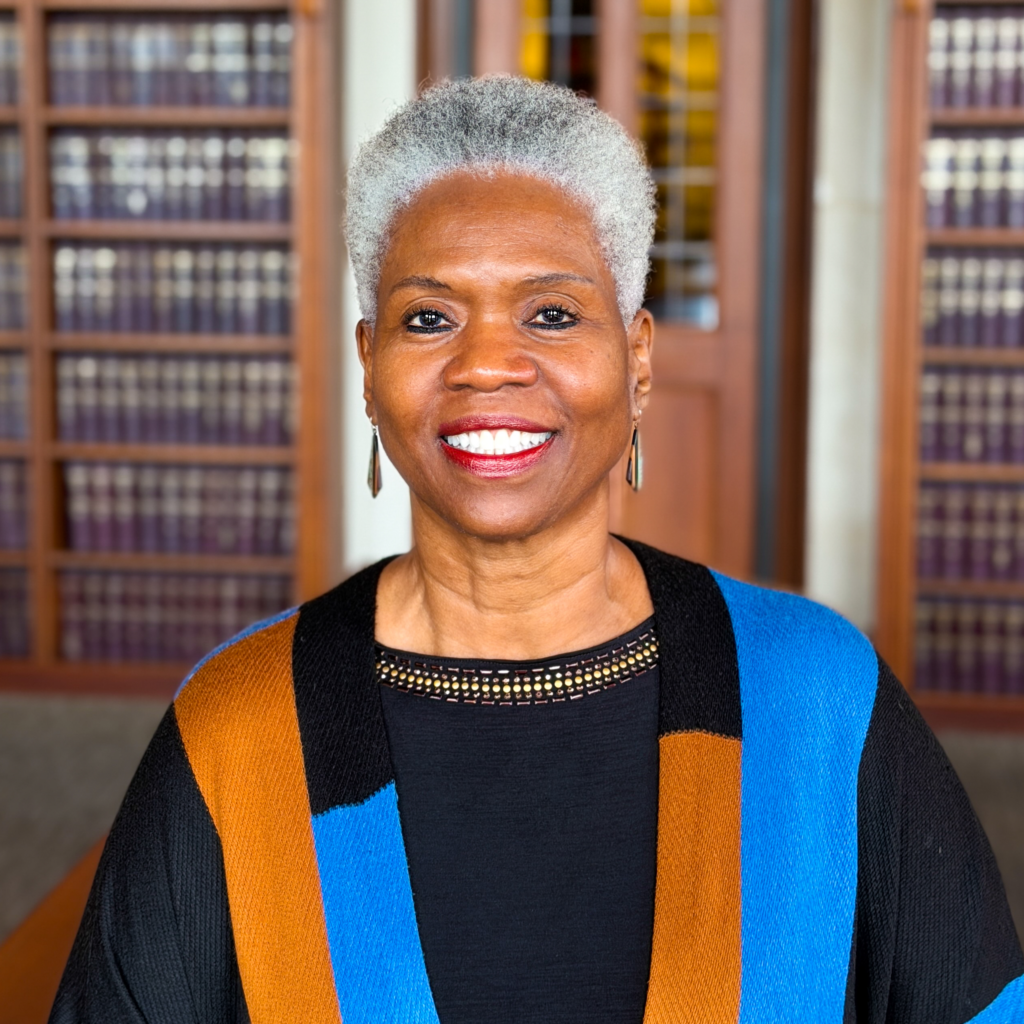 Picture of Professor Kimberly Norwood in the library Reading Room.
