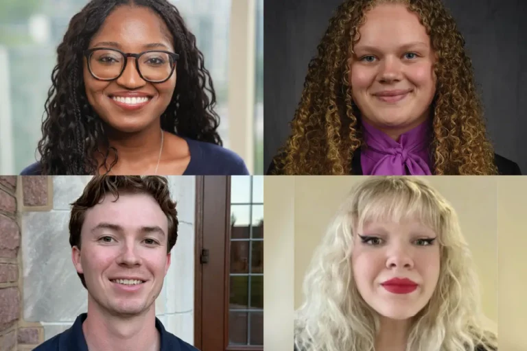 WashU Law 3L Admissions Ambassadors Daryn Rockett, Abby Wilson, Jack Anderson, and Olivia Barett