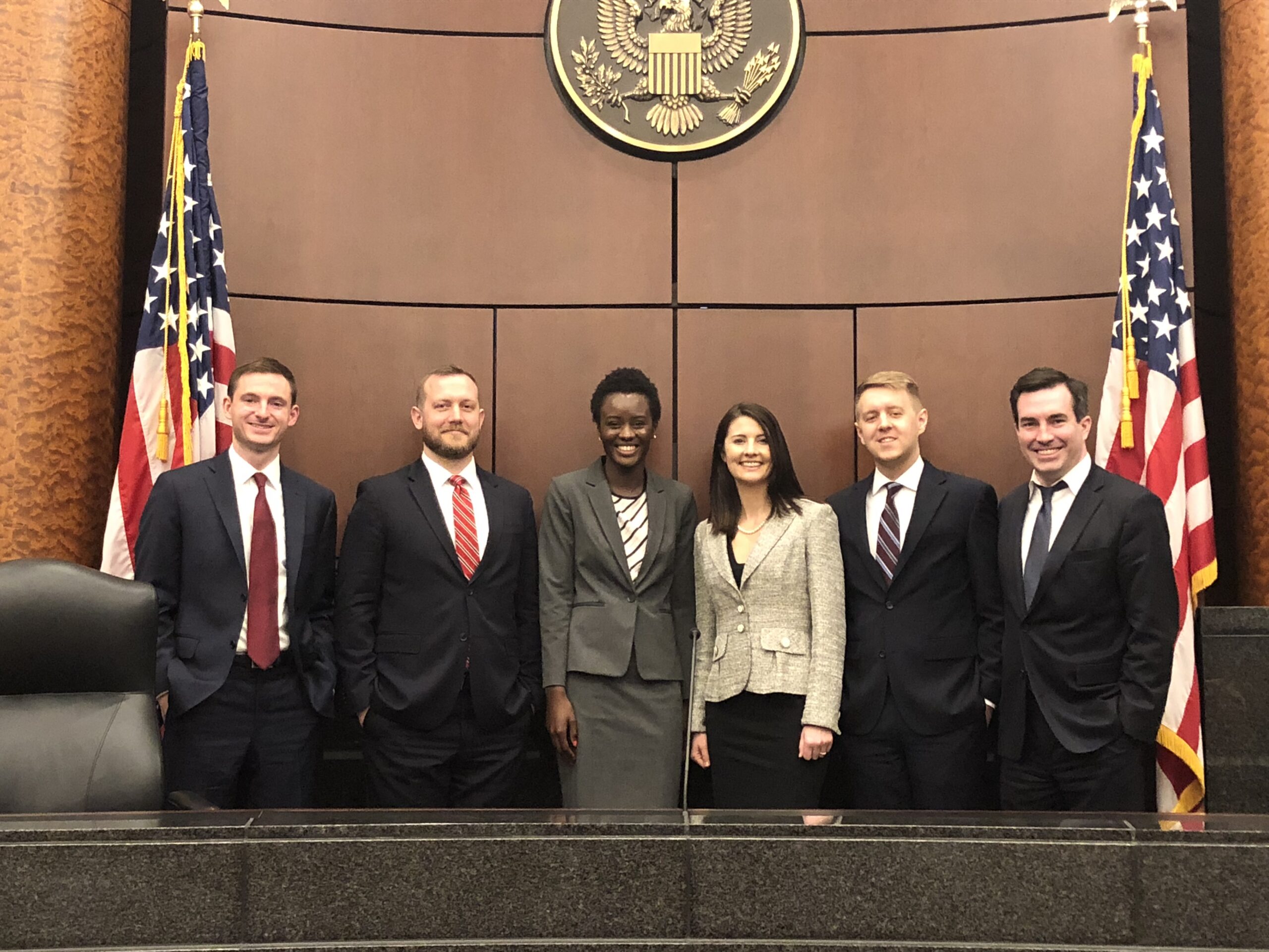 Picture of law students, and faculty at a moot court competition event 2018