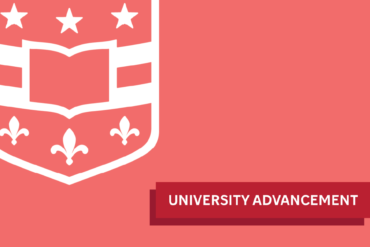University Advancement image with a shield